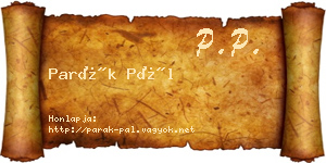 Parák Pál névjegykártya